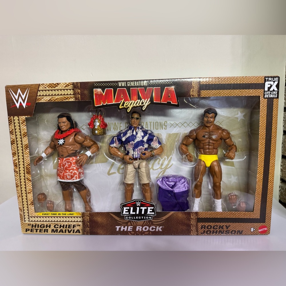 WWE Mattel Elite Rock, Rocky Johnson, Peter Maivia WWE Generations Legacy 3-Pack
